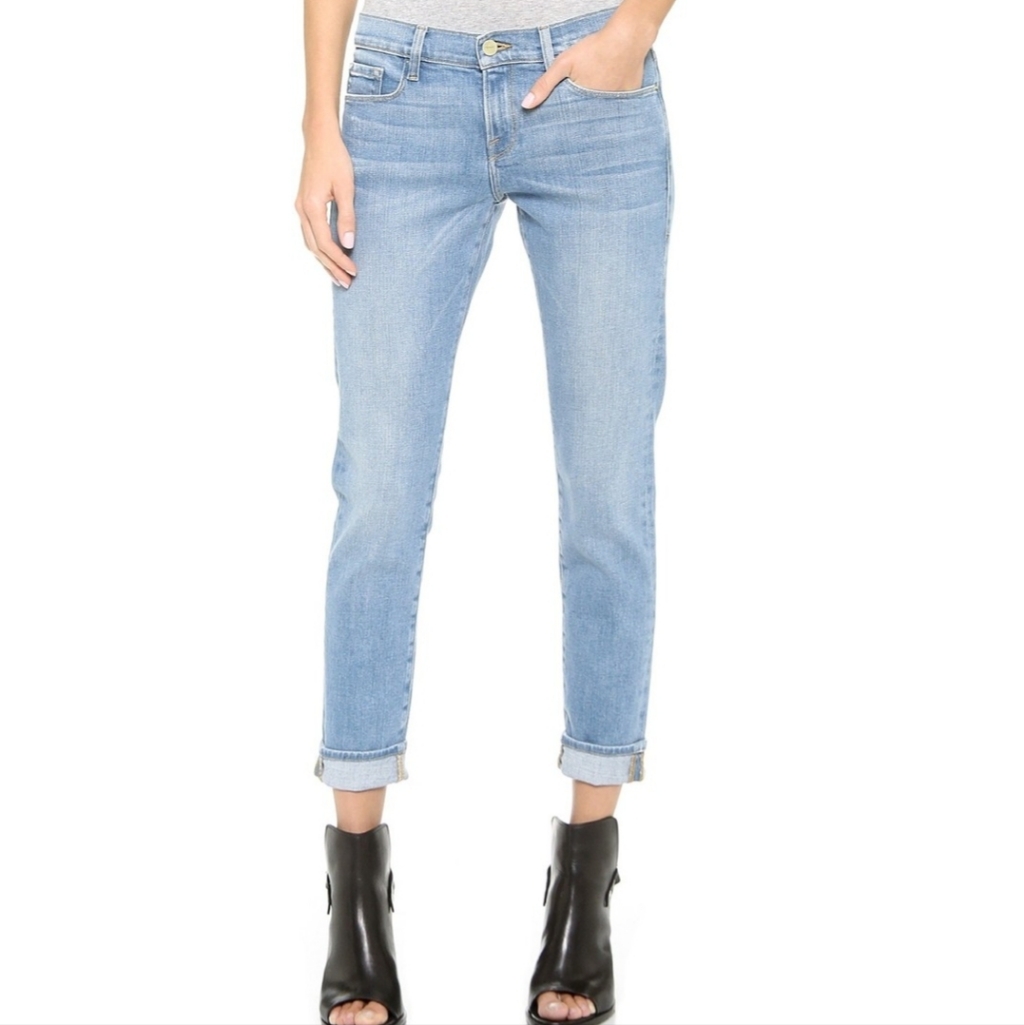 Frame Le Garcon Mid-Rise Straight Cuffed Denim Jeans-Nwt